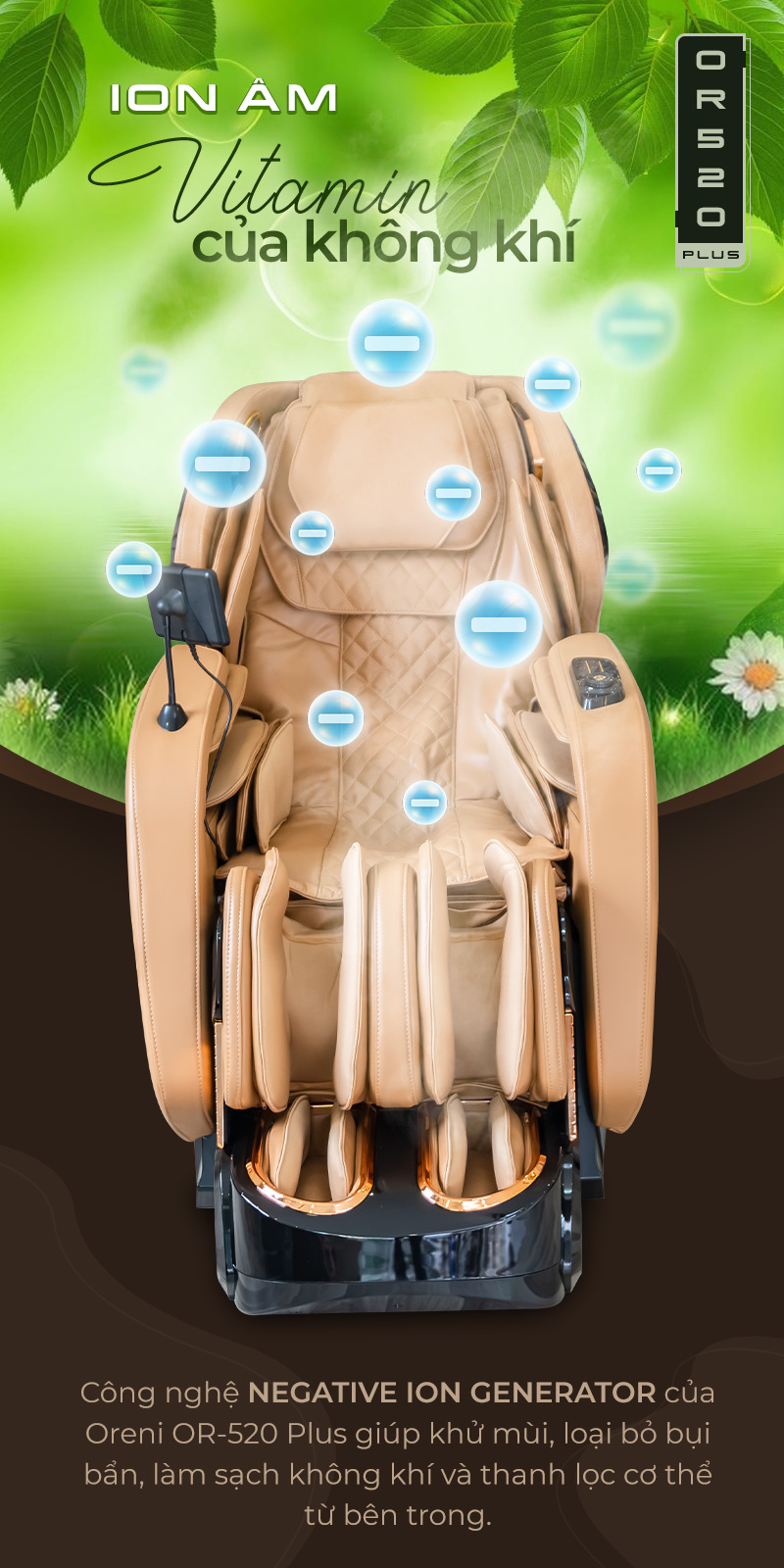 Công nghệ ion âm trên ghế massage Oreni OR-520 Plus
