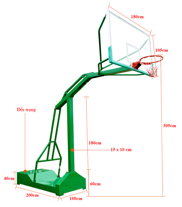 Kích thước trụ bóng rổ TT-501