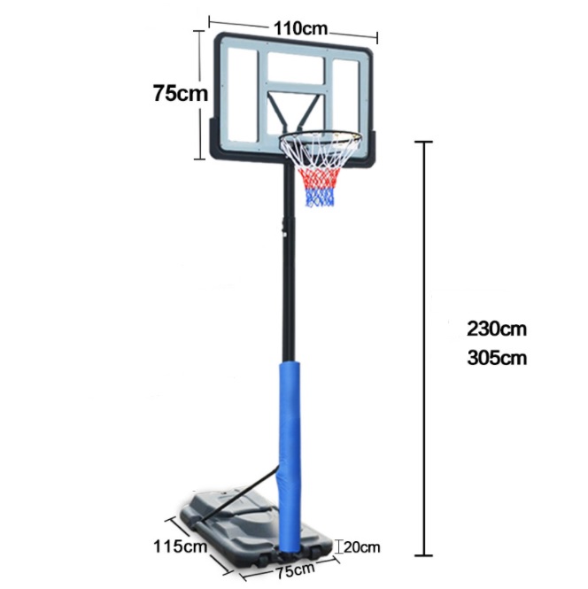 Kích thước lắp đặt trụ bóng rổ S021A