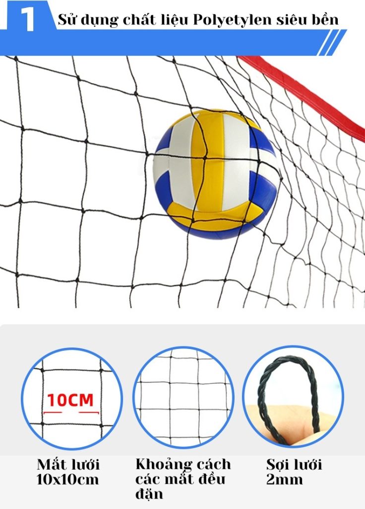 Thiết kế lưới bóng chuyền thi đấu NV-201