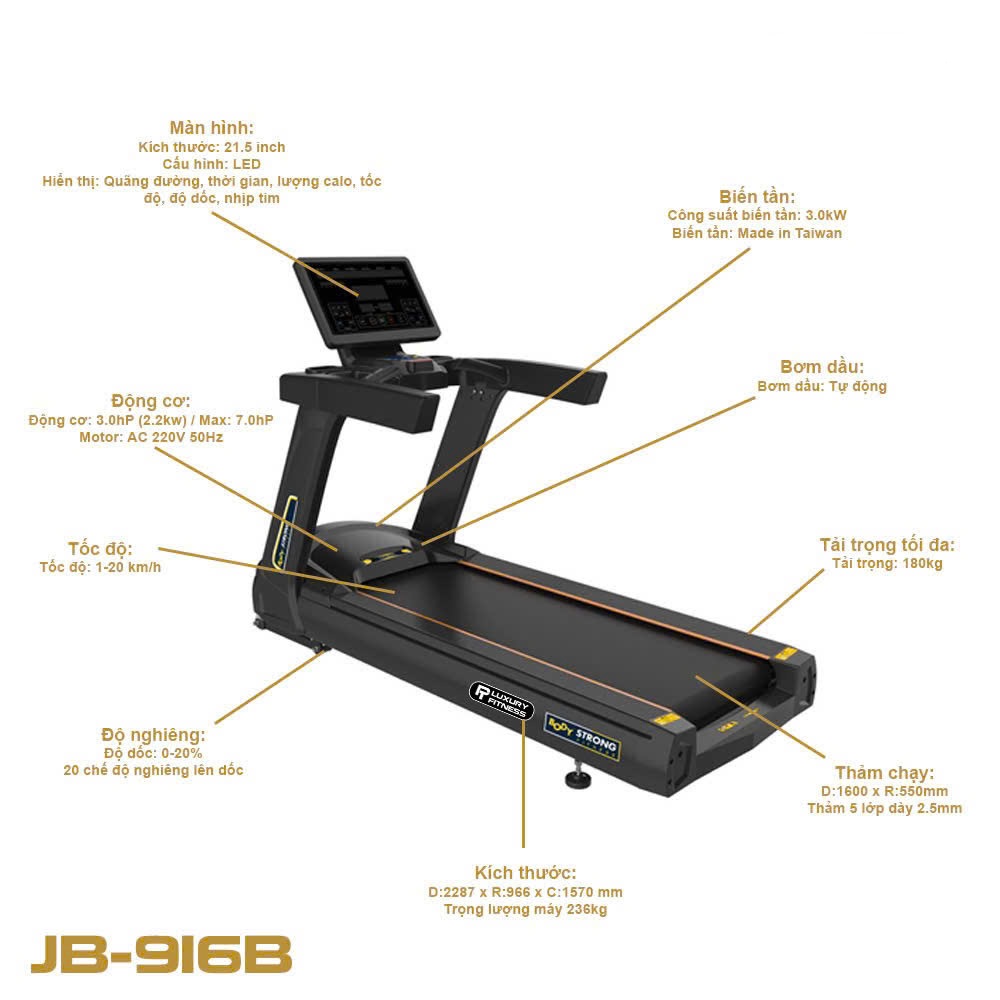 Máy chạy bộ BodyStrong JB-916B Máy chạy bộ BodyStrong JB-916B