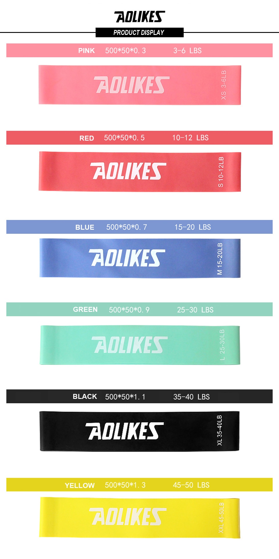 Bộ 6 dây kháng lực tập gym Aolikes MH3601 Bộ 6 dây kháng lực tập gym AOLIKES MH 3601